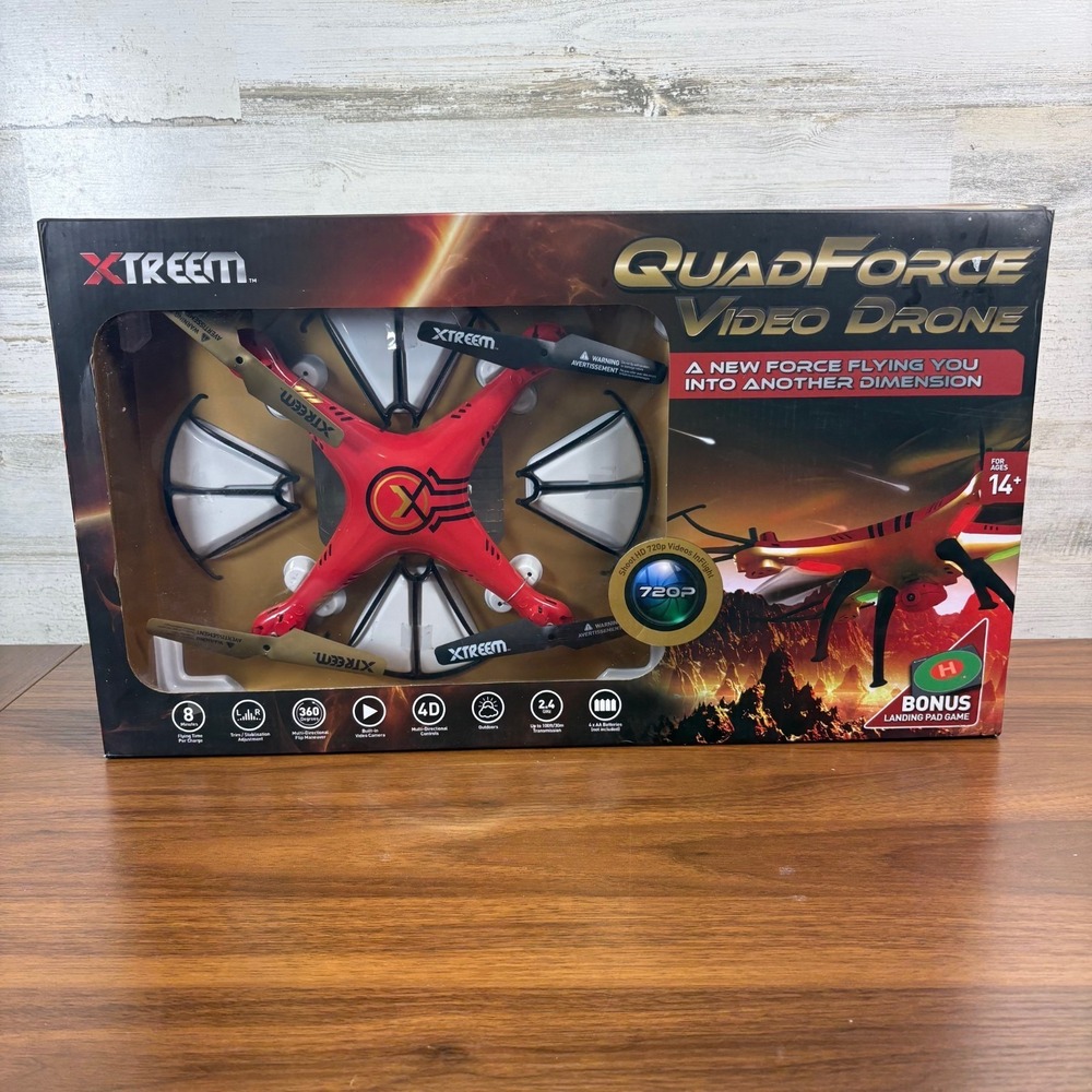 Quad Force Video Drone 4K 720p, SD Card LCD Display. Beginner Drone